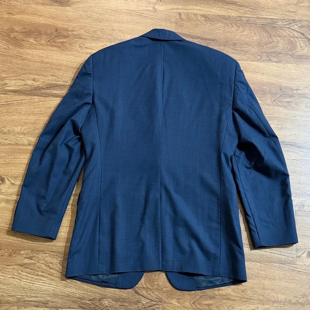 Jos.A.Bank Men Sz 42L Indigo Navy Two Button 100%‎ Wool Lined Blazer